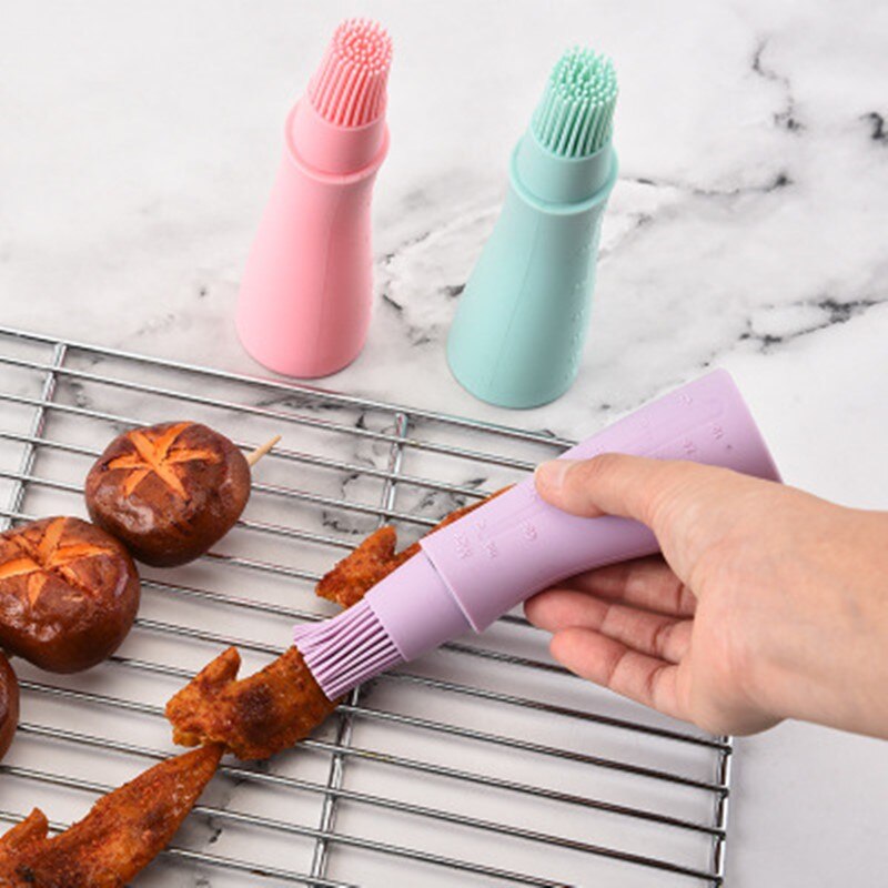 BBQ Tongs Basting Brush Set Silicone Oil Brush Kitchen BBQ Grill Food Meat Tongs Barbecue Tongs Oil Sauce Brush BBQ Tools: PURPLE