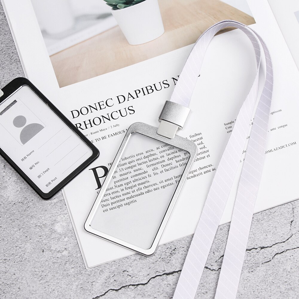 1pc aluminiumslegering kortholder visitkort id badge holder lodret metal id business case skole kontorartikler