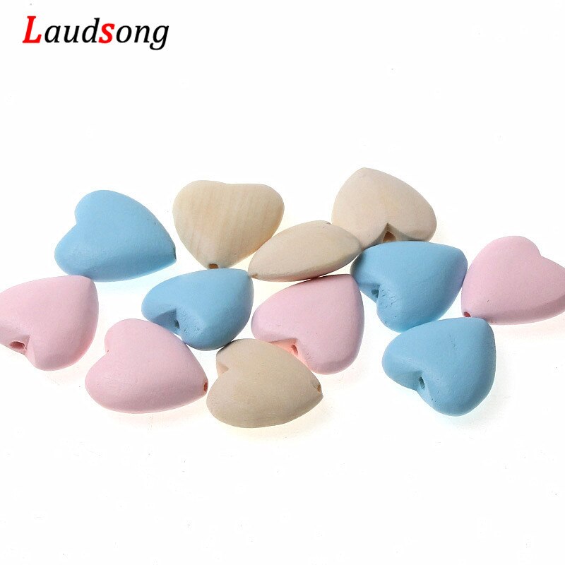 10 sztuk/partia 22mm naturalne wielokolorowe serce urok drewniane koraliki robić tworzenia biżuterii Diy naszyjnik bransoletka biżuteria zroszony