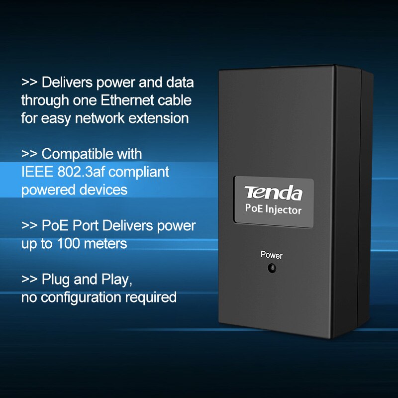 Tenda PoE15F 10M/100Mbp Passive POE Power Over Ethernet RJ-45 Injector Splitter Wall Mount Adapter For CCTV IP Camera Networking