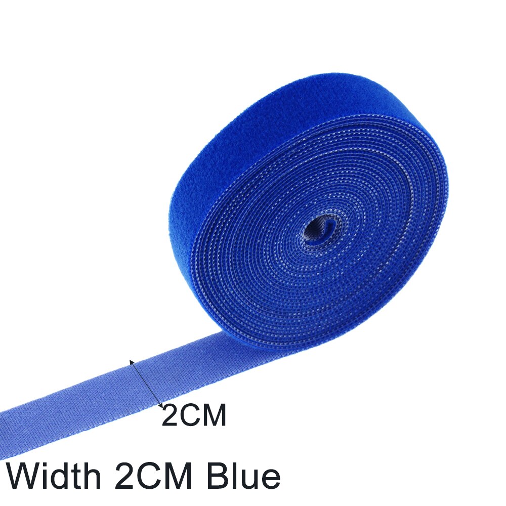 5M/Roll 2 Cm Breedte Plastic Magic Zelfklevende Tape Terug Naar Klittenbandsluitingen Diy Nylon Kabel clip Ties Wire/Desktop Management: Blue Wide 2CM