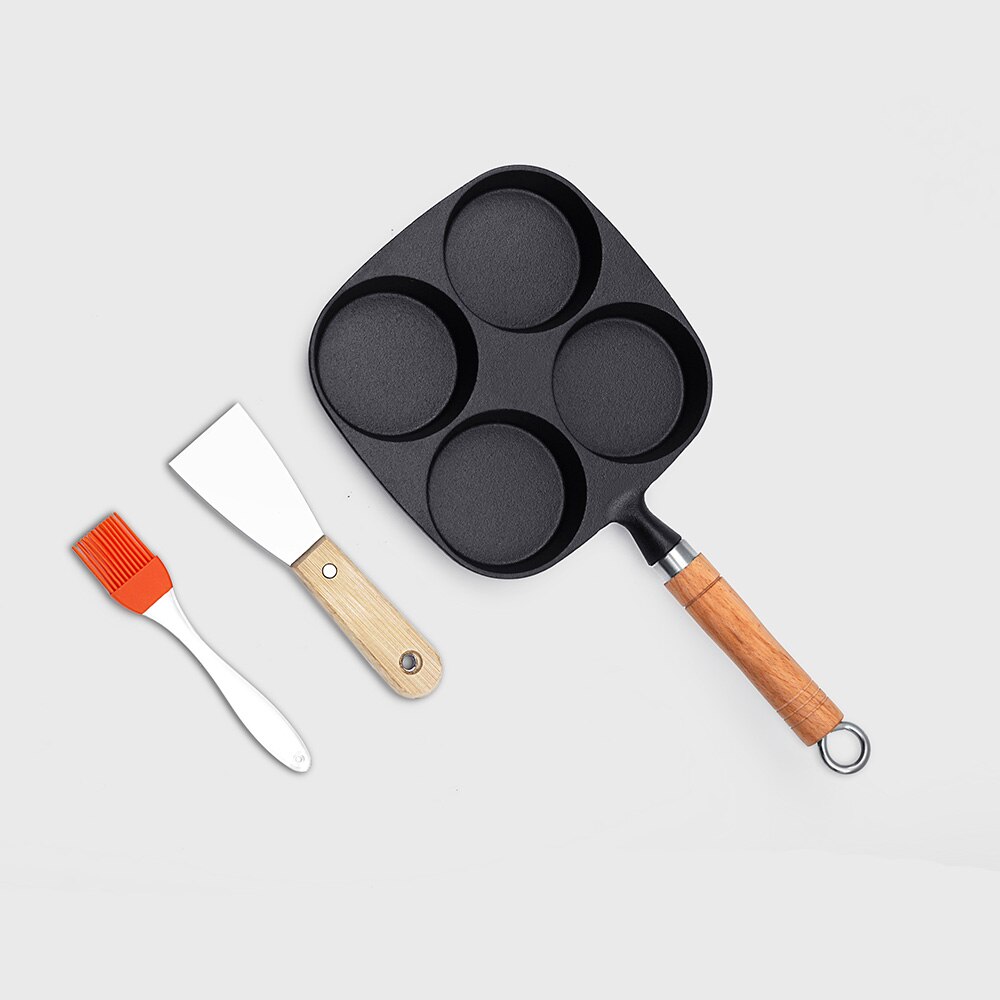 Verdiept De Eivorm Gietijzeren Ei Knoedel Pan Binnenlandse Ei Hamburger Machine Ongecoat Non-stick Pan Met porositeit Platte