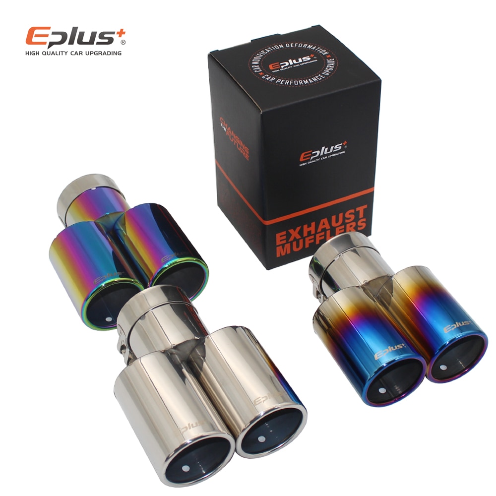 Eplus-silencieux d'échappement universel droit en acier inoxydable, silencieux d'échappement, multi-tailles, double sortie