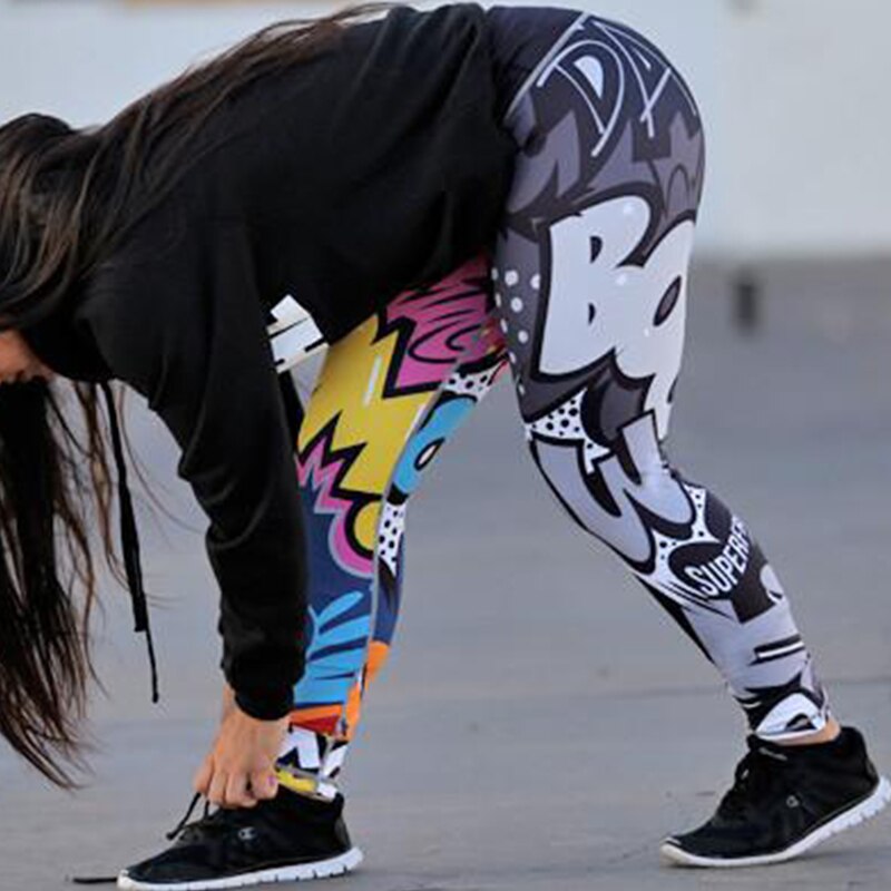 Pantaloni Graffiti stampati a vita alta Push Up Leggings sportivi senza cuciture pantaloni da Yoga per donna Leggings da allenamento per Fitness elasticizzati da palestra