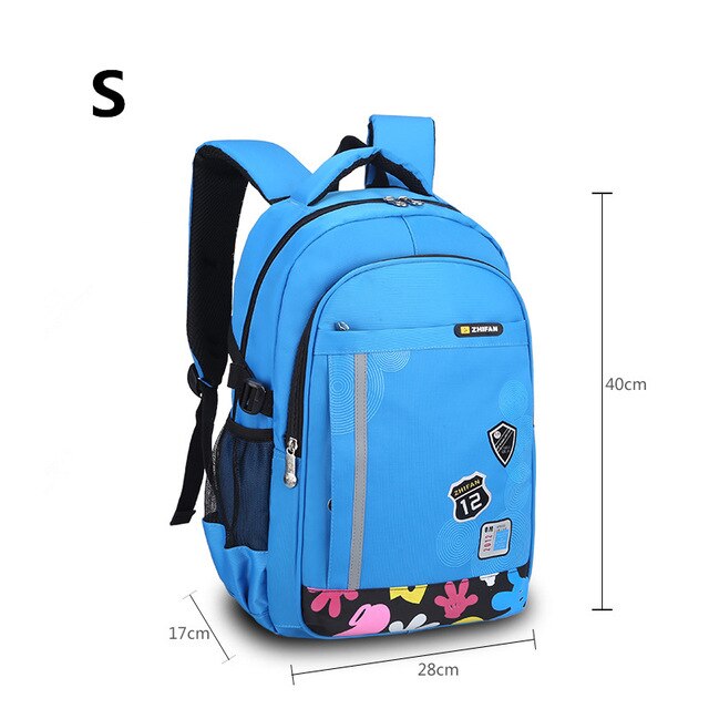 elementary school backpack for boy girl waterproof book bag kids school bag reflective strip student backpack for boys: S sky blue