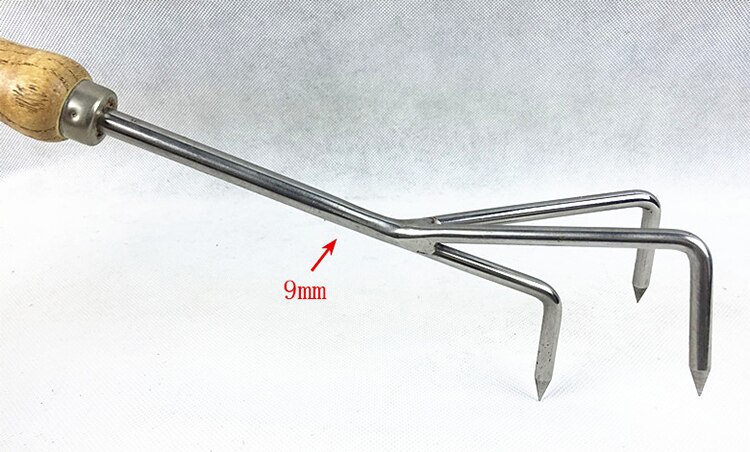 Garden Hand Cultivator Premium Hand Rake for Tilling Soil - Stainless Steel, Wood Handle
