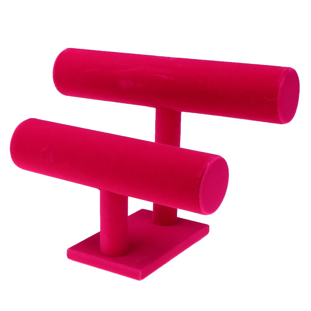 Bangle Chain Watch Holder/ Bracelet Necklace Rack Stand Jewelry Display Shelf/Velvet: Hot Pink Velvet