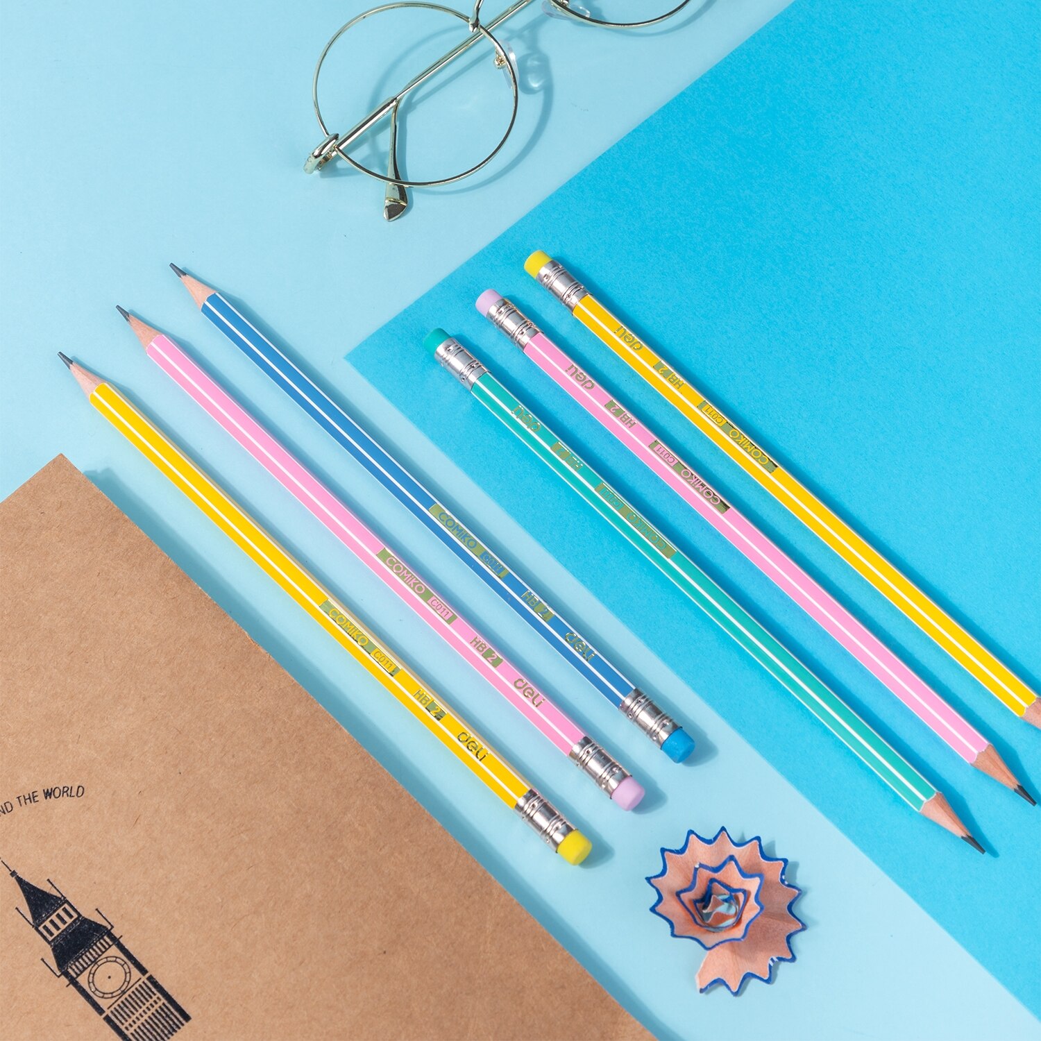 Deli Pencil Triangle Pencils 12 Pcs/Set HB 2B Graphite Lead Core Students Writing Stationery EC011