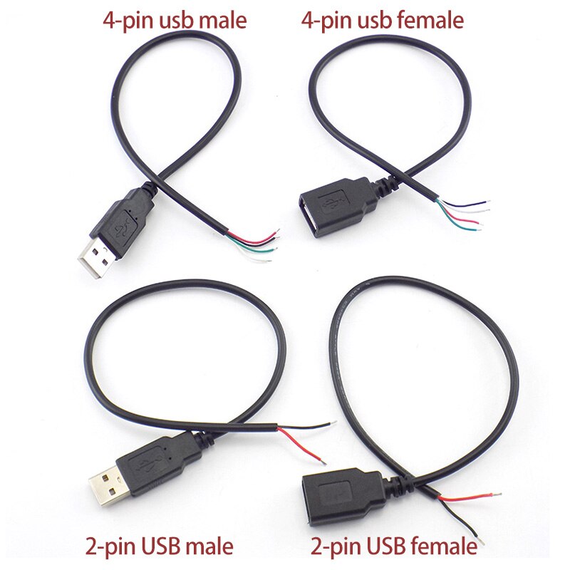 5V Micro USB 2.0 Female/Male Jack Plug Power Supply Cable 2 Pin 4 Pin Wire Charger Transport Data Cord Extension Connector DIY