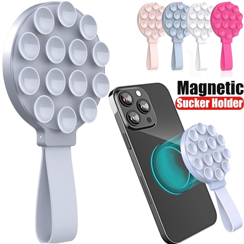 Verbeterde siliconen magnetische zuignap telefoonhouder Mount spiegel douche autotelefoonhoes grip standhouder voor iPhone 16 Pro Max