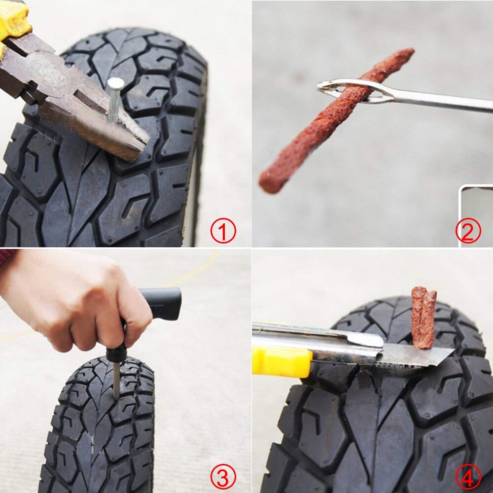 30Pcs Auto Banden Reparatie Strip Auto Motorfiets Tubeless Band Band Wielen Punctie Plug Seal Tape Reparatie Pees Rubber Strip