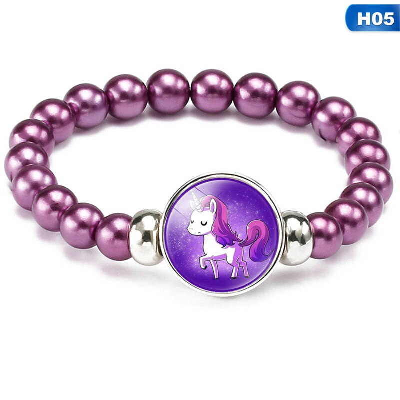 freundlicher Karikatur Einhorn Armbänder Schnur Schmuck Stein Armreif Einhorn Perlen Armbinde Geburtstag Partei freundlicher Armbinde: b05
