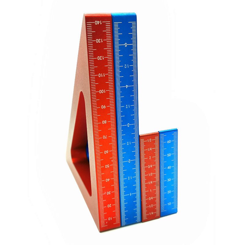 45 Degree Aluminum Alloy Angle Ruler Inch Metric Triangle Ruler Carpenter&#39;s Workshop Woodworking Square Measuring Tools