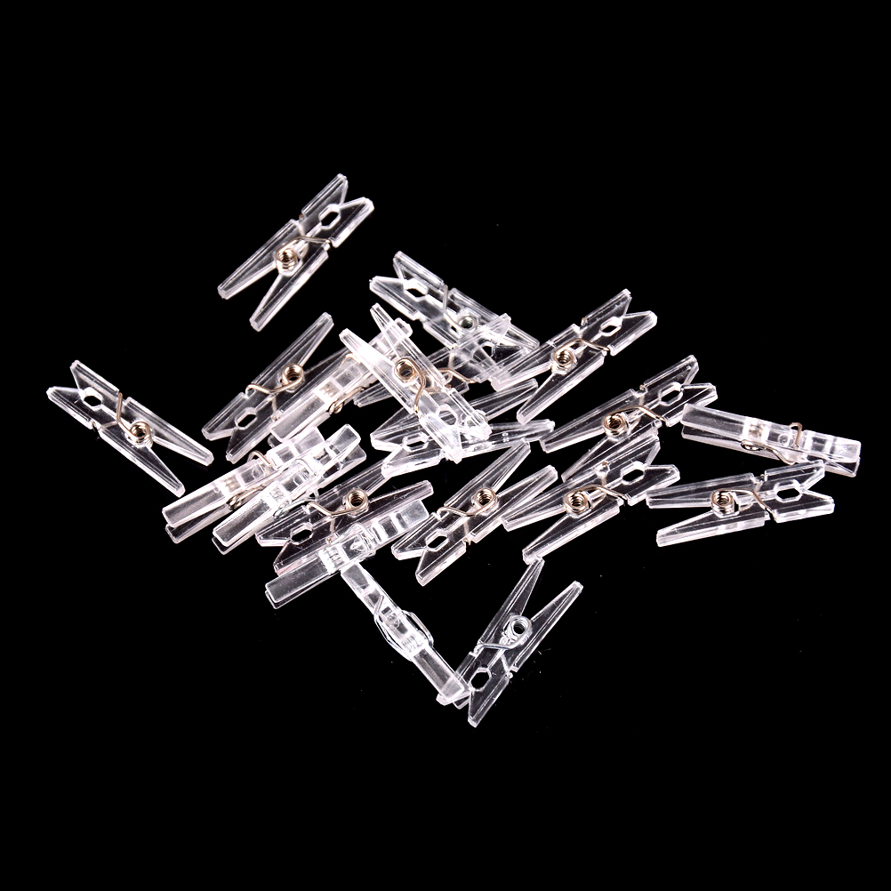20 stk gennemsigtige små tøjklemmer til fotoclips tøjklemme papir håndværk dekoration klips pinde mini størrelse plastik clips