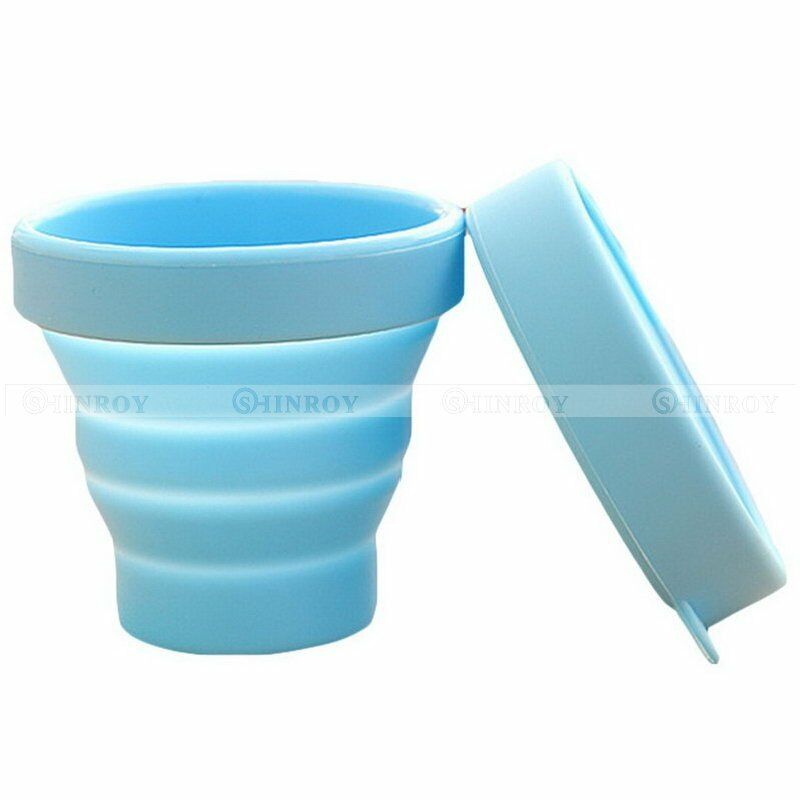 Gobelet télescopique pliable en Silicone, Portable, voyage en plein air, pique-nique, Camping, sport, bain de bouche télescopique: Bleu