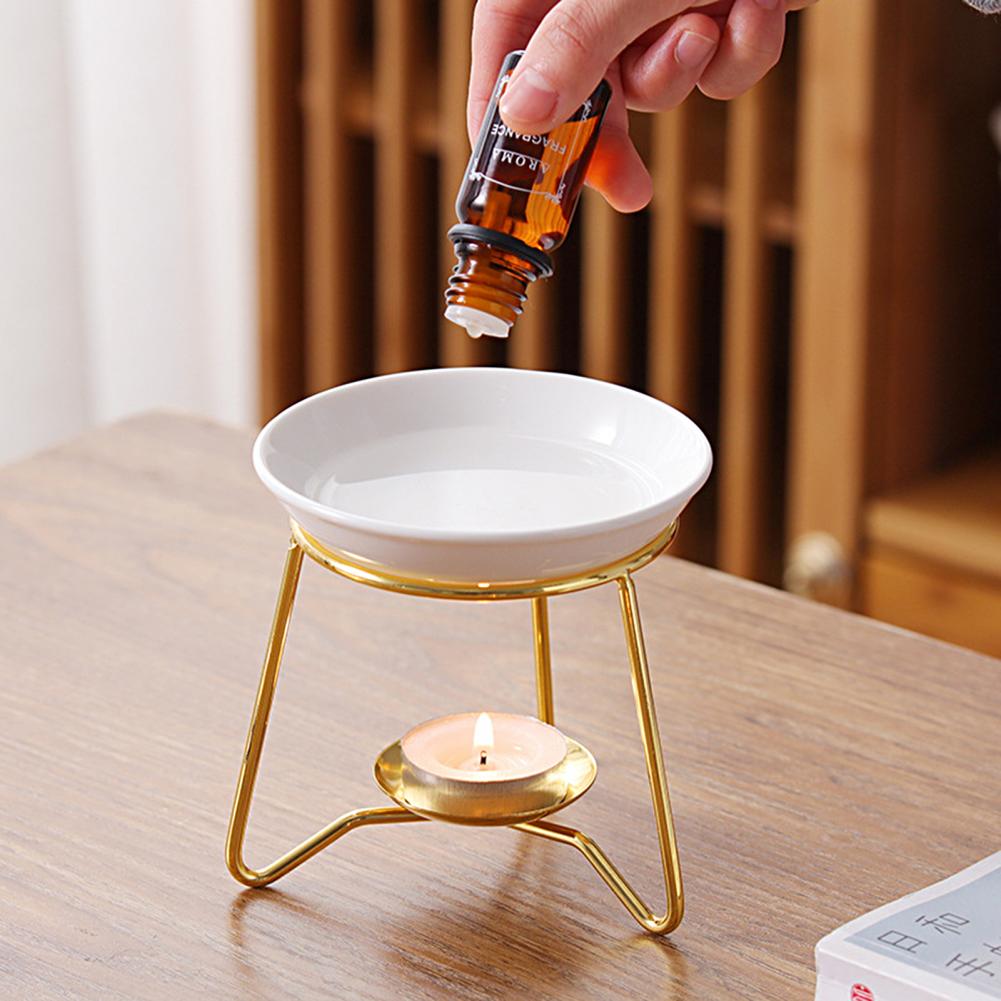 Vela de cera de hierro para quemador de aceite esencial, soporte para Tealight, ayuda para dormir, resistente al calor quemador de aceite esencial, suministros para el hogar