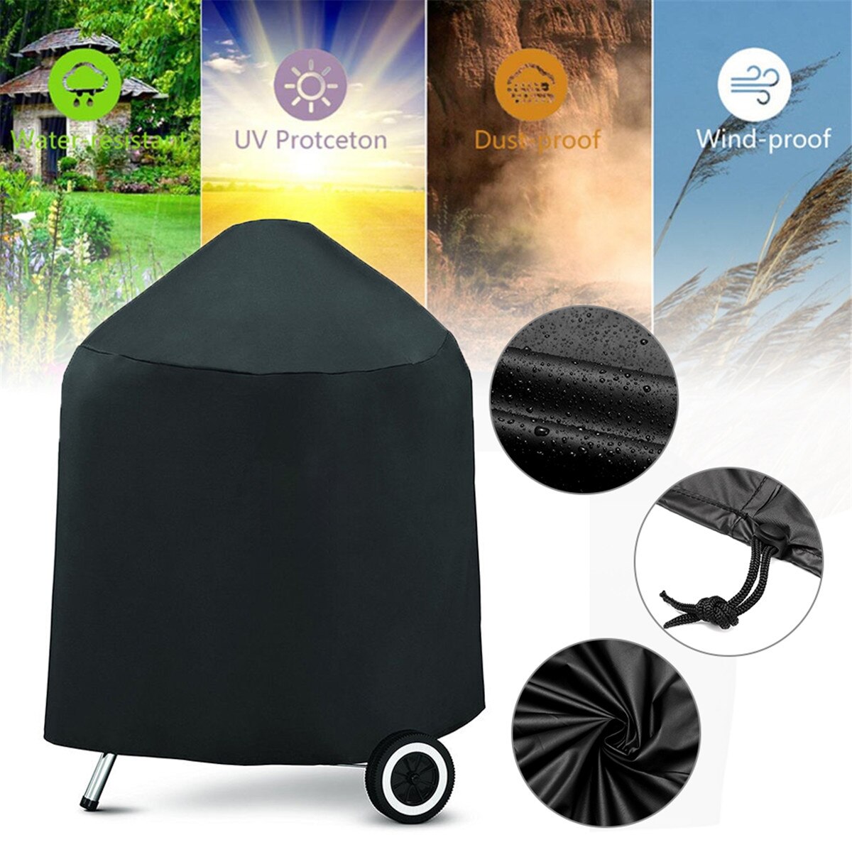 For Weber 7149 black Barbeque BBQ Grill Cover with Storage Bag 22.5-Inch Charcoal Grills Camping BBQ Accessories Tools Outdoor