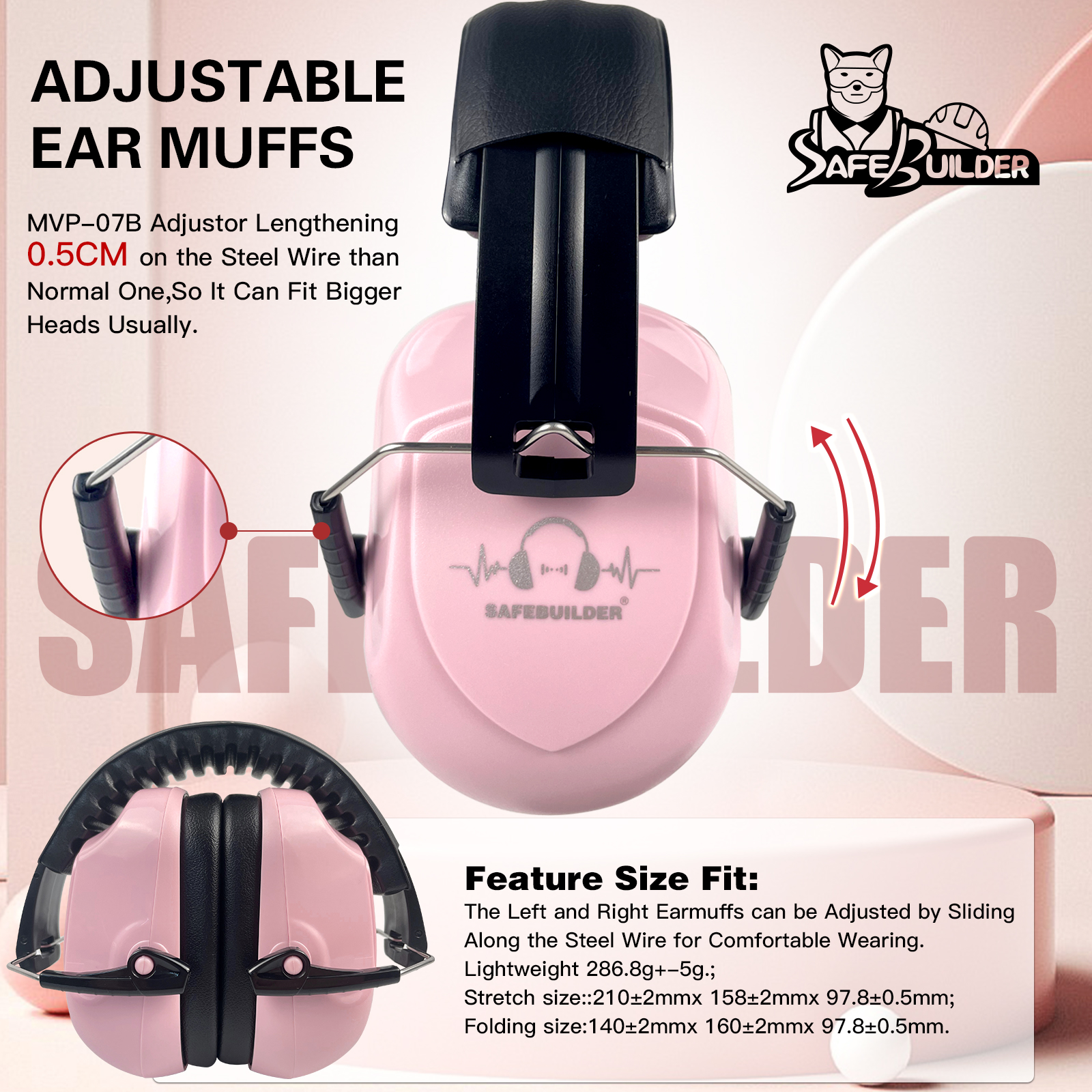 Ear Muffs Noise Reduction SNR 33dB Adjustable Lightweight Safety Earmuffs Sound Proof Noise Cancelling ANSI