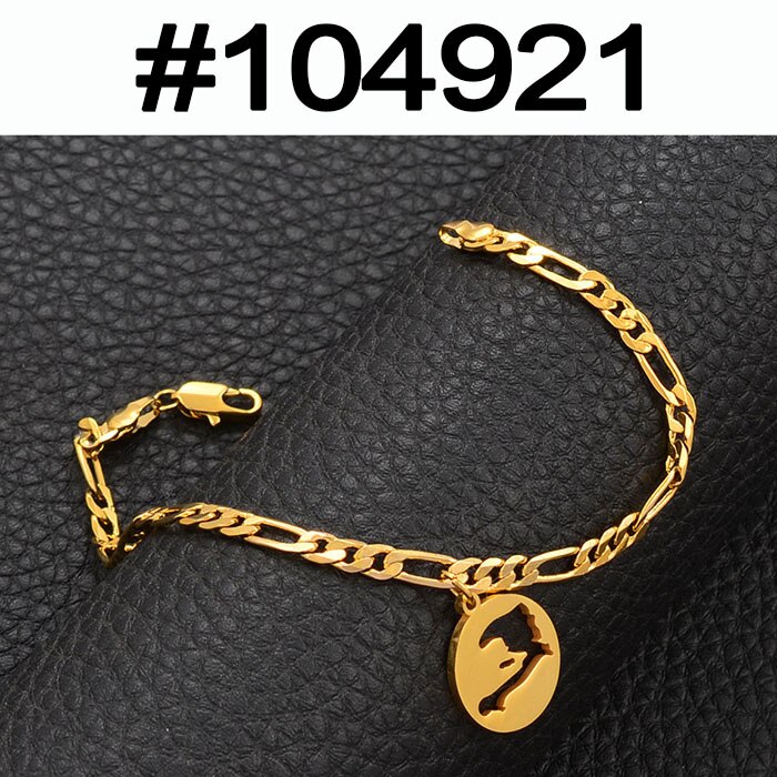 Anniyo charme haiti kort armbånd armbånd mænd kvinder pige ayiti kort smykker haiti tilbehør link chain armbånd  #104521: 104921 / Kun armbånd 21cm