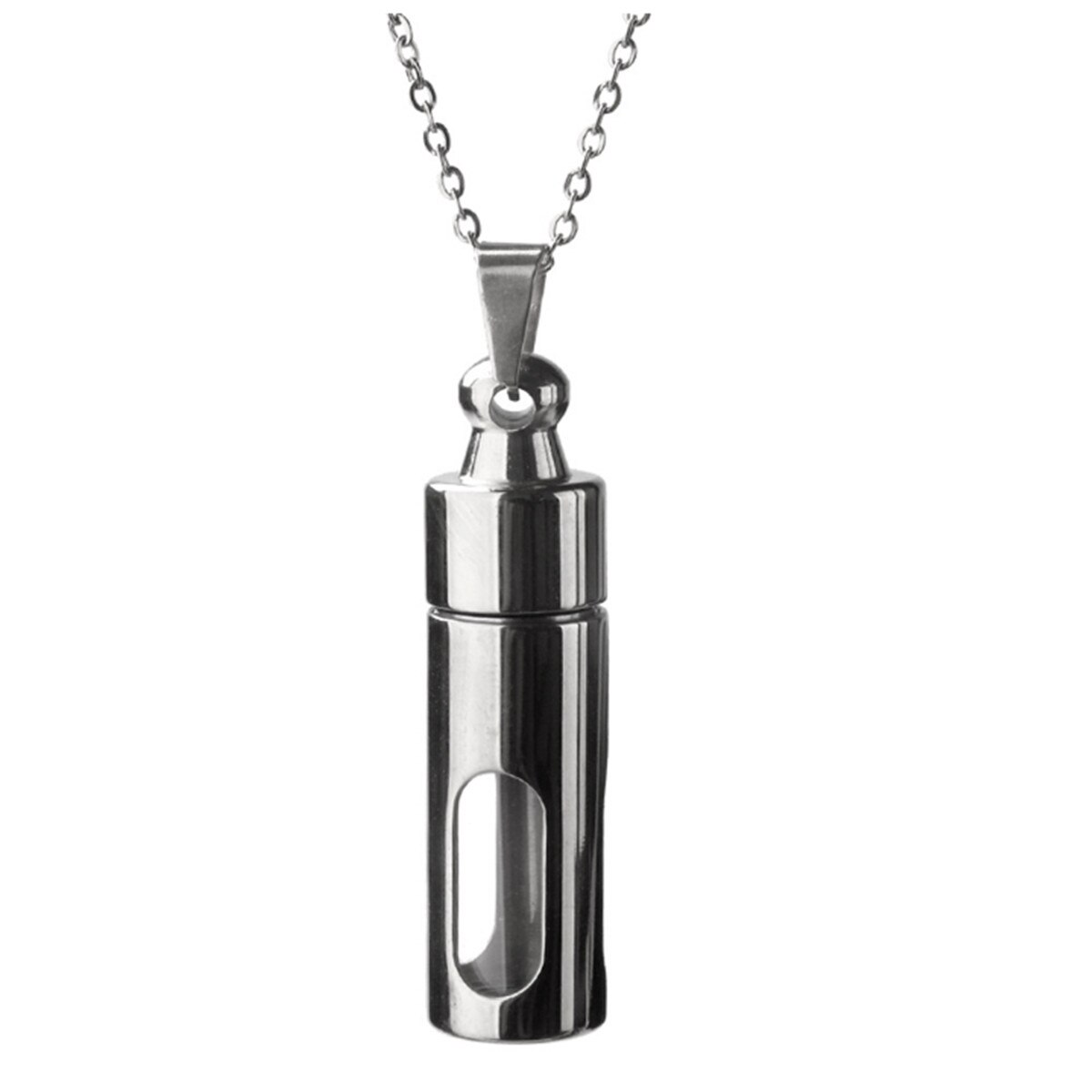 Colgante collar de hombre, urna de ceniza, cremación conmemorativa, contenedor de vidrio de acero inoxidable