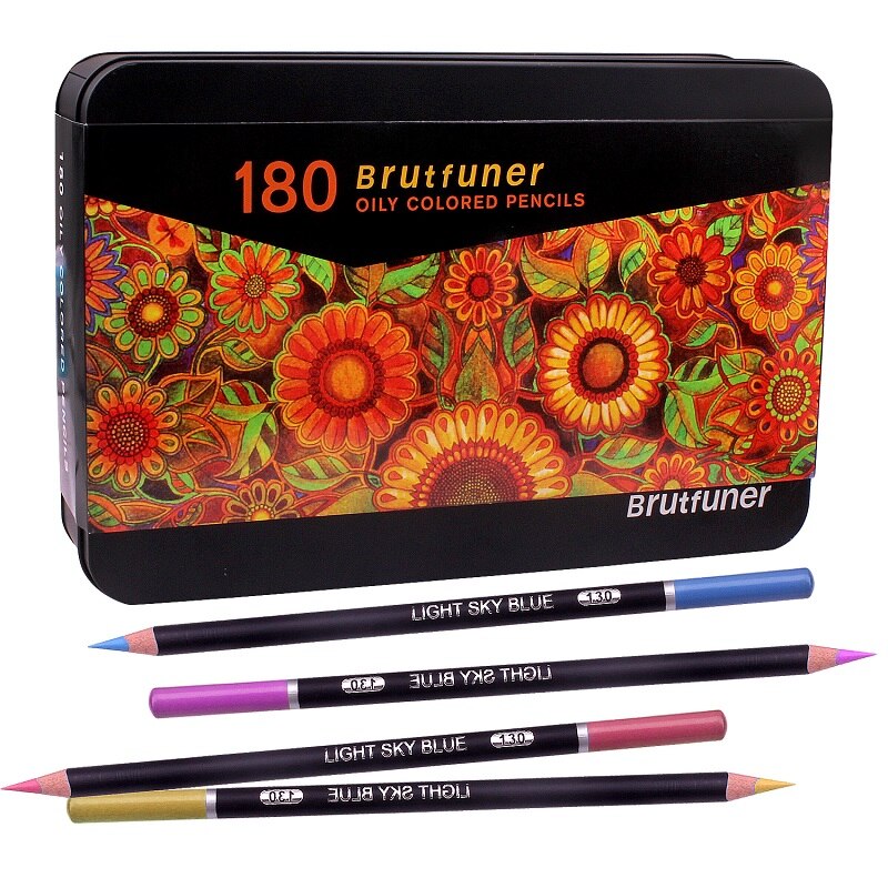 Brutfuner 120-180 Artist Colored Pencils Set for Adult Coloring Books, Soft Core, Numbered Art Drawing Pencils: 180 colors