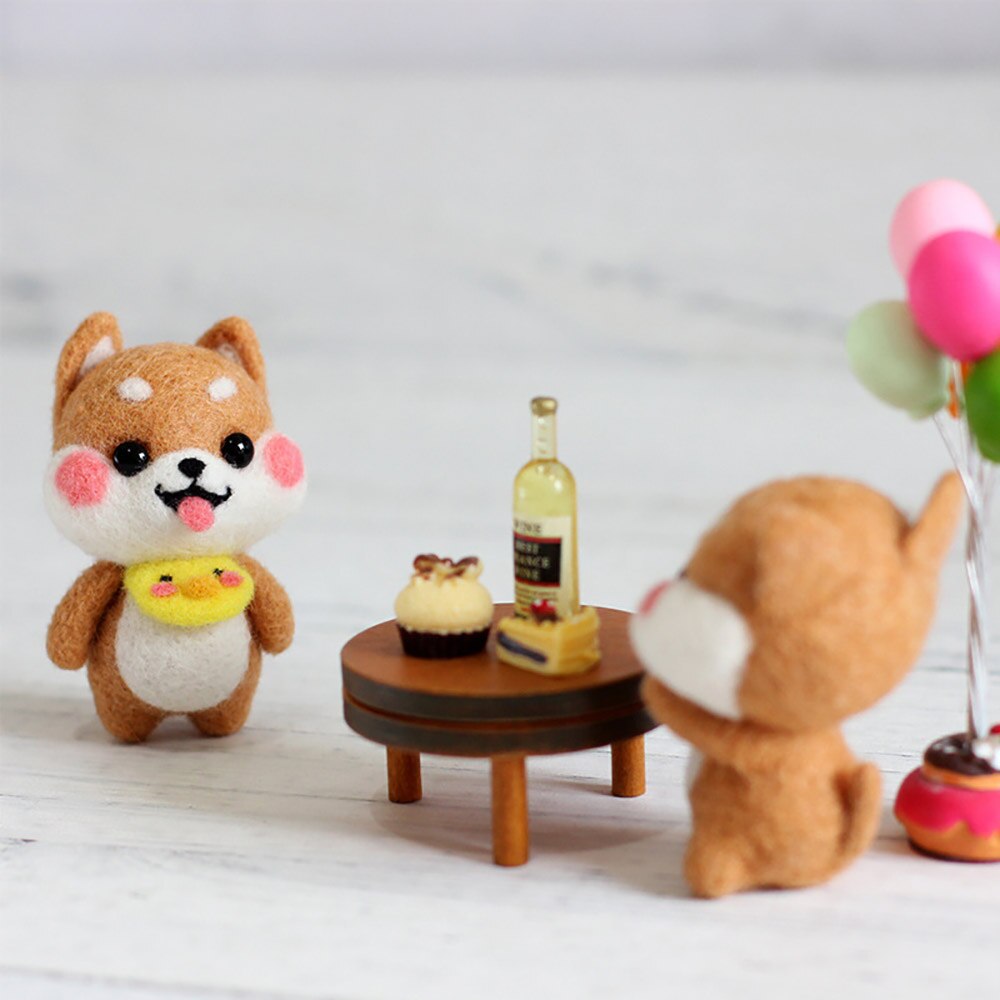 Animal Wool Felt Material Package Crafts Needle Toy Doll Wool Felt Poked Felt Craft DIY Non Finished Poked Set Handcraft Kit