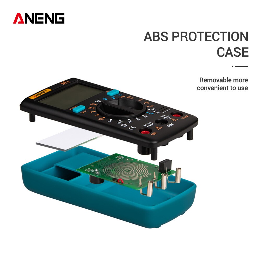 Draagbare aeng  m1 digitale multimeter lcd-achtergrondverlichting, hoge precisie ac/dc-spanning, stroom, weerstand, transistor, continuïteitstester