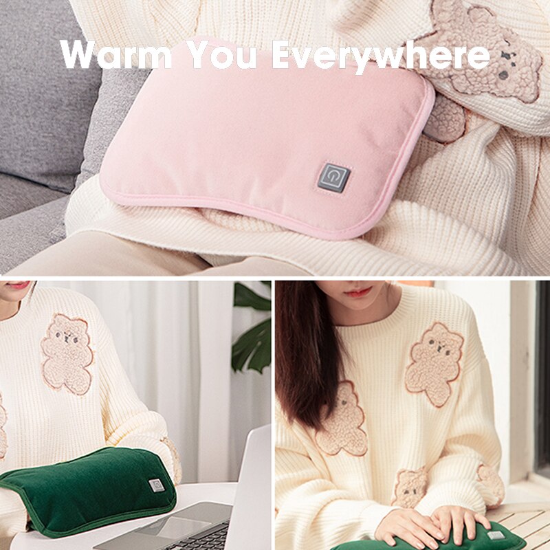 Chauffe-main rose USB coussin chauffant électrique Portable graphène chaleur oreiller fille coussin chauffe-mains thérapie soulagement de la douleur pour l'hiver