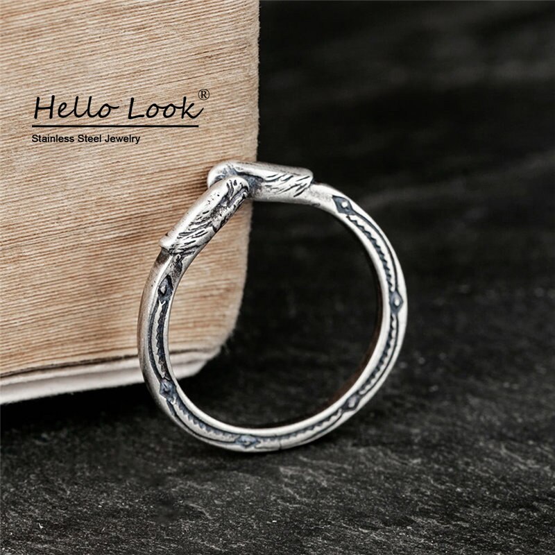 HelloLook – bague en argent Sterling 925 unisexe, anneau ajustable à Double tête, bijoux gothiques pour hommes