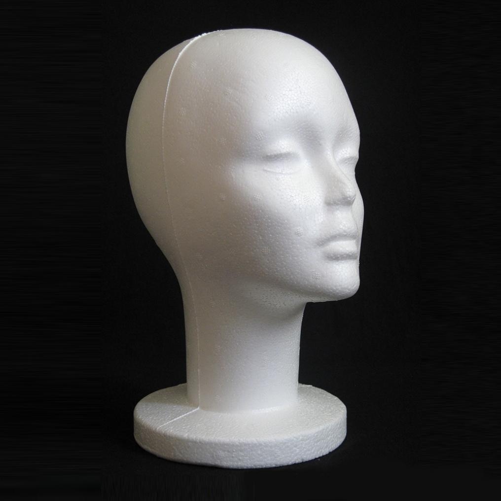 53*26CM Female Styrofoam Mannequin Wig Glasses Hat Display Stand Popular Foam Head Model Storage Holders White 1Pc Wig Stands