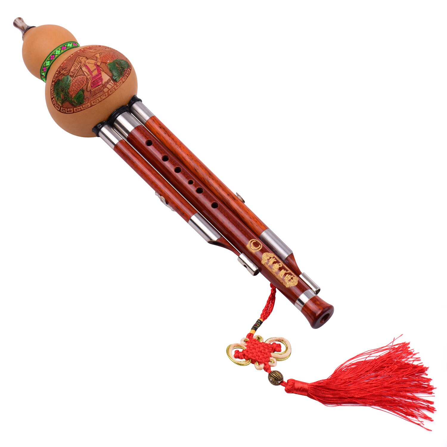 3 Tone C-Key Hulusi Kalebas Cucurbit Fluit Massief Houten Pijpen Chinese Traditionele Instrument Met Chinese Knoop Draagtas