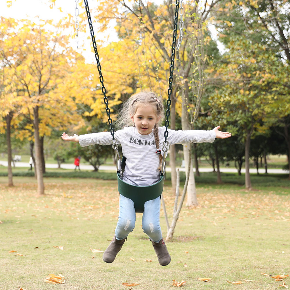 Eva swing set rutsjebane legeplads park børn baby høj ryg fuld spand sæde swing spil legetøj med karabinhager