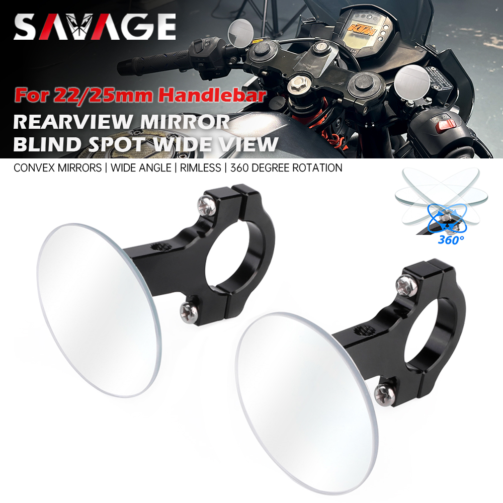 Universeller Rückspiegel, breite Sicht, konvex, Motorrad-Lenkerhalterung, hinterer Seitenspiegel, toter Winkel, randlos, 360-Grad-Drehung