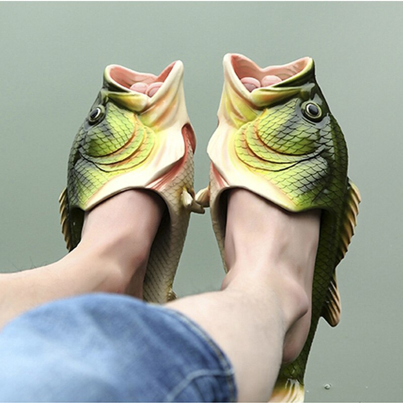 Bomlight persoonallisuus kengät miesten sandaalit kalatossut miesten varvastossut kalasandaalit ranta omituiset tossut sandalias de hombre: 10