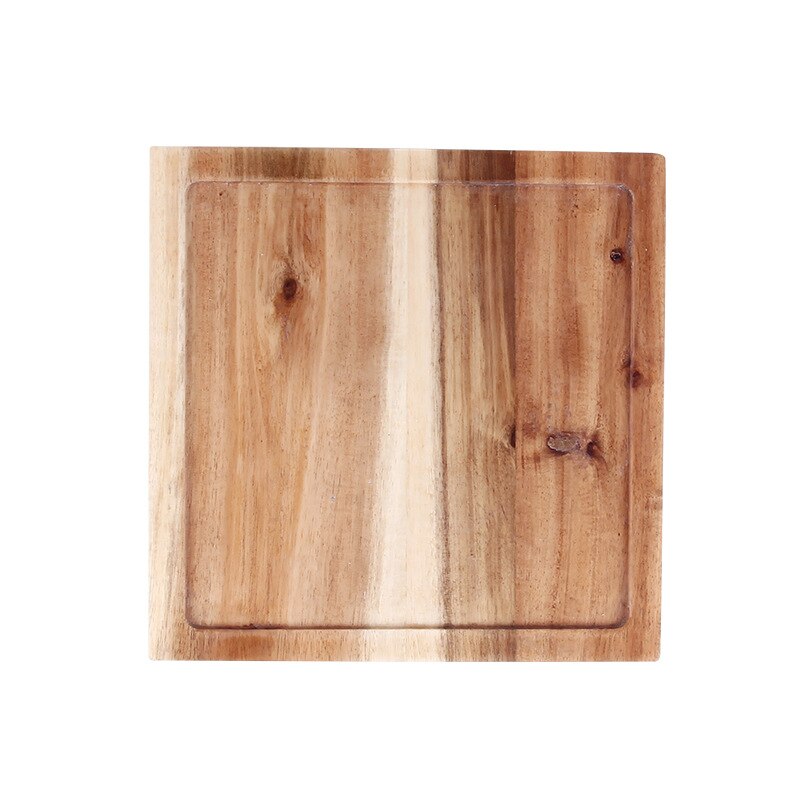 Black Western Food Tray Square Japanese Style Wooden Pallet Steak Sushi Western Food Tray Solid Wood Tray Pizza Hotel Tray