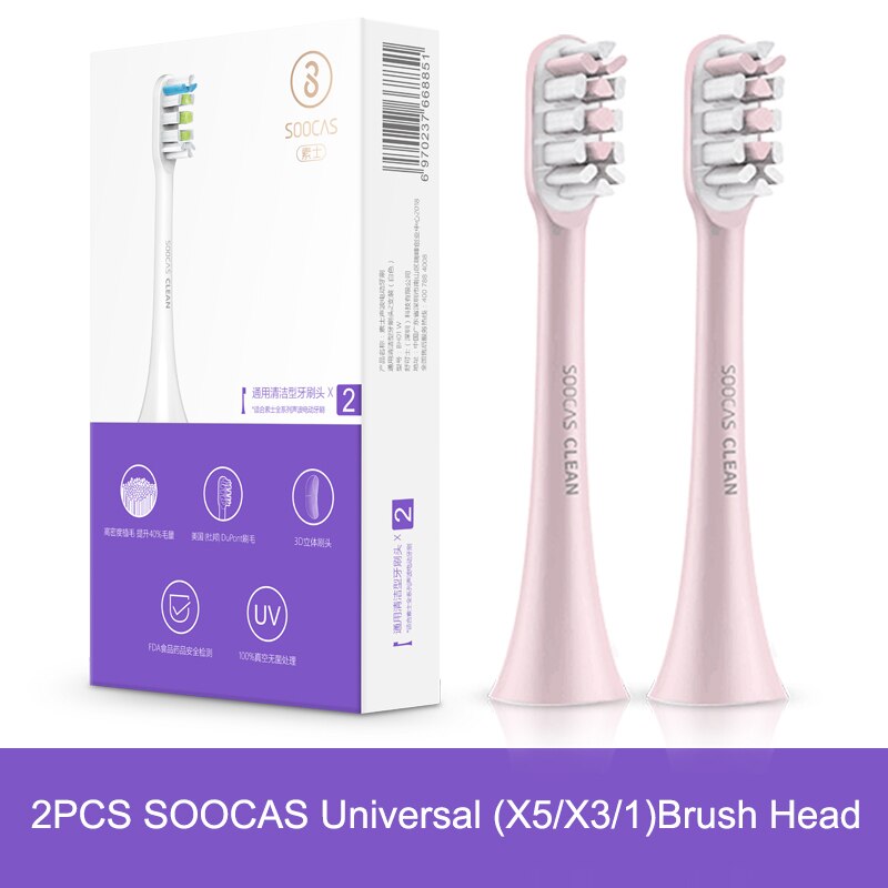 Soocas x3 x1 x5 udskiftning af tandbørstehoveder til xiaomi mijia soocare x1 x3 sonisk elektrisk tandbørstehoved originale dysedyser: Lyserød