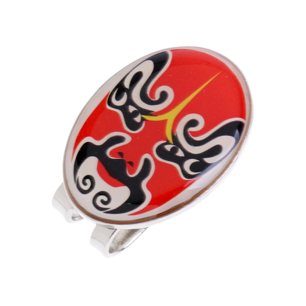 Peking opera maske legeret golfboldmarkør med magnetisk hatklip golfspiller golf tilbehør - 4 farver: Rød