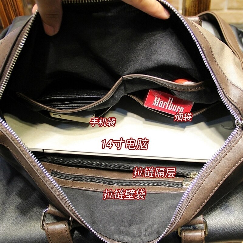 Handbags Casual Mens Satchel 14 Inch Computer Laptop Bags PU Leather Weekender Work Bags for Men