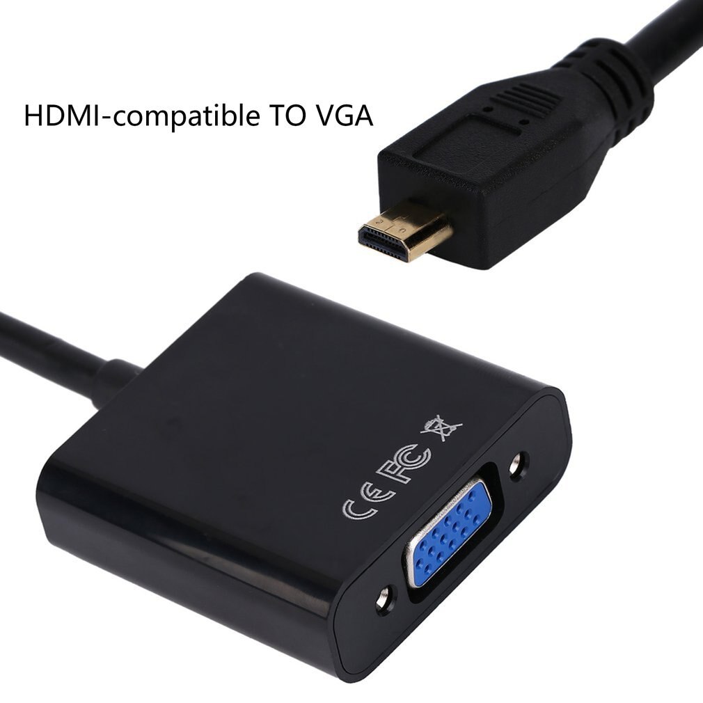 1080P Micro Naar Vga Female Video Kabel Converter Adapter Zwart Voor Pc Digitale Bundel 1 Polybag Laptop