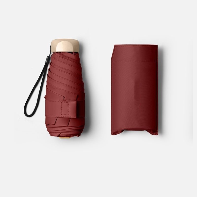 Zonnige en regenachtige parasol voor tweeërlei gebruik 50% korting op zonnebrandcrème en UV-bescherming opvouwbare paraplu mini-studentenspecifieke paraplu: Bordeaux