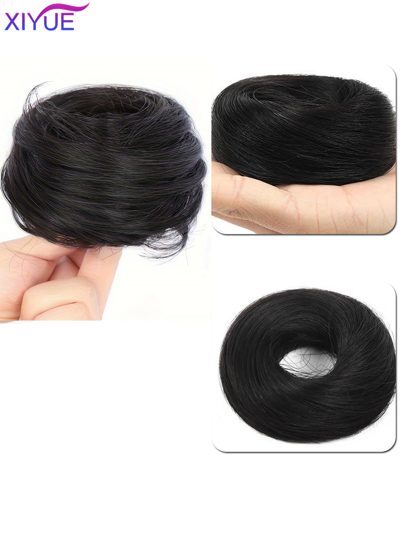 Synthetischer Haarknoten, gerader Chignon, elastisches Gummiband, künstliches Haar, zum Anklipsen auf der Haarschwanzverlängerung, Hochsteckfrisur, Haarteil, Pferdeschwanz: WHITE