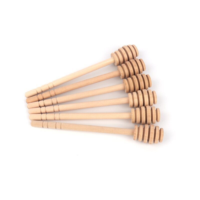 6 st 16cm/10.5cm/8cm trähonungsskedar med runt huvud te kafferörstång köksprylar med långt handtag