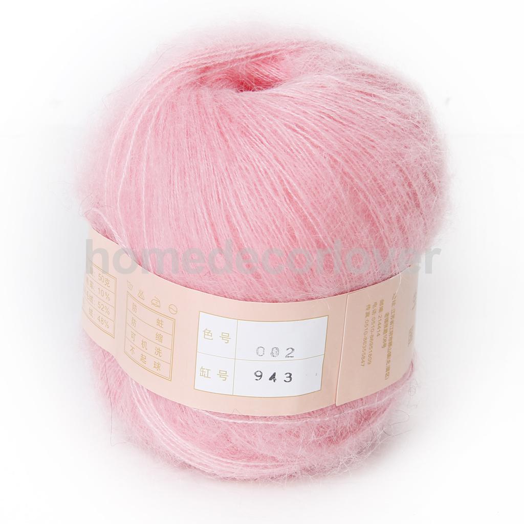 Fil à tricoter en laine de cachemire rose, 1 écheveau de Mohair Angola, couture,