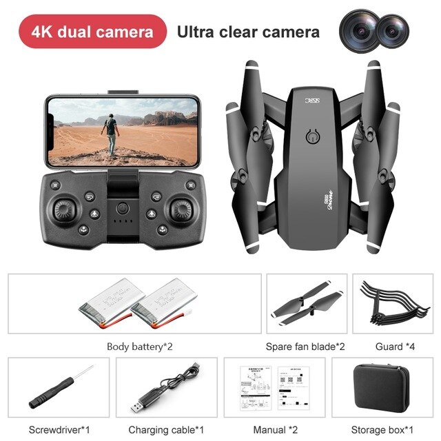 Wecute Dron 4k Drones RC Quadcopter Fpv Drone With Camera HD Wide-angle Wifi Foldble Drone Profession: B 4K Dual Camera 2B