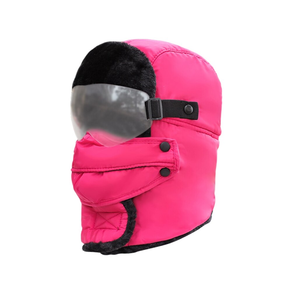 Winter Skiing Warm Hat Outdoor Winter Hiking Cycling Ski Hats Men Women Skiing Waterproof Hood Hat With Glasses Cap Balaclava