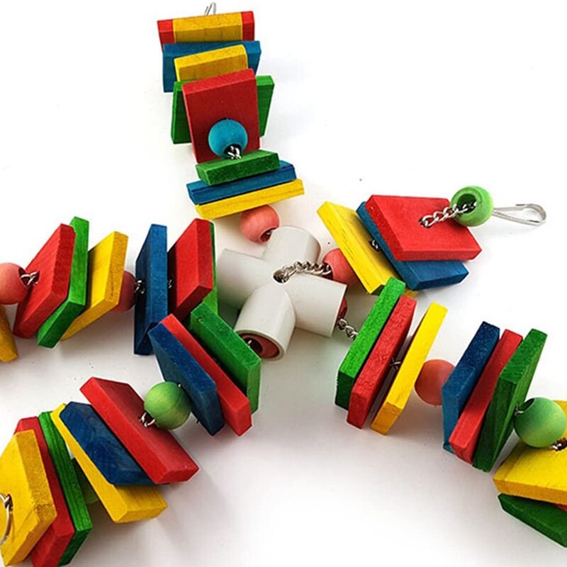 Bird Chewing Toy - Parrot Cage Bite Toys Wooden Block Bird Parrot Toys for Small and Medium Parrots and Birds