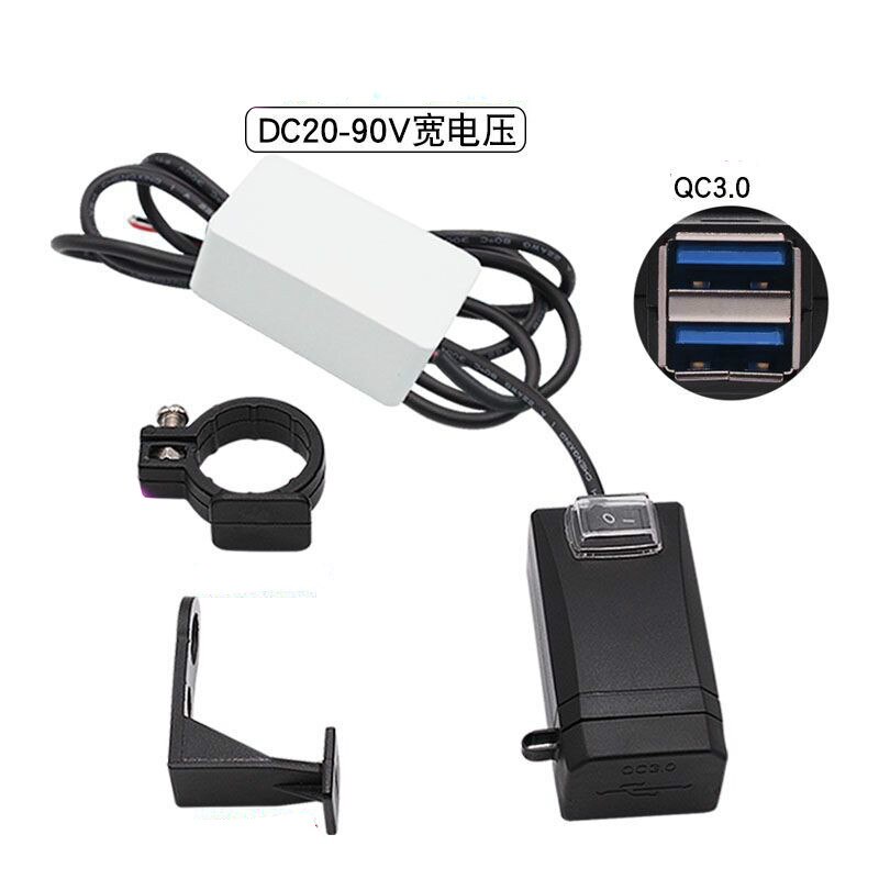 20-90V Universeel QC3.0 Usb Motorfiets Lader Waterdicht Dual Usb Quick Change Voeding Adapter Voor Iphone Samsung huawei