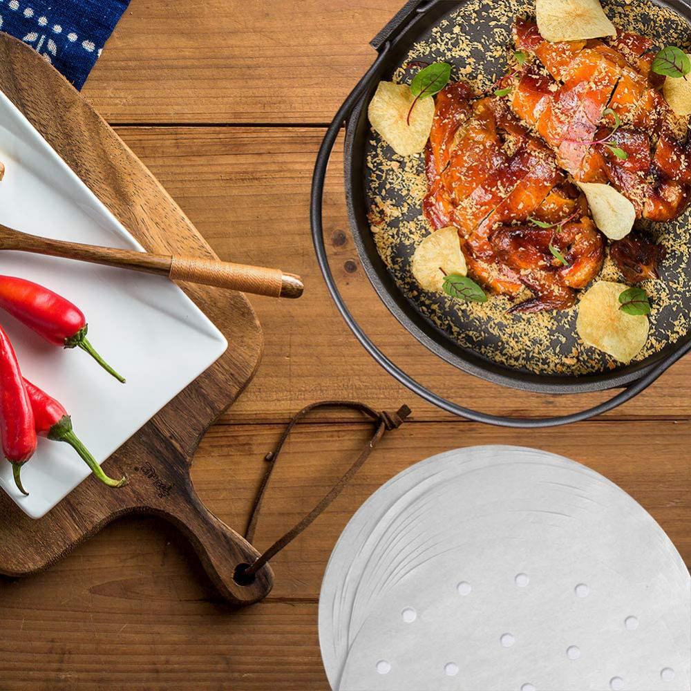 100Pcs Perforated Non Sticky Baking Paper Bread Snack Steamer Sheet Disposable ​Baking Sheets Steamer Mat