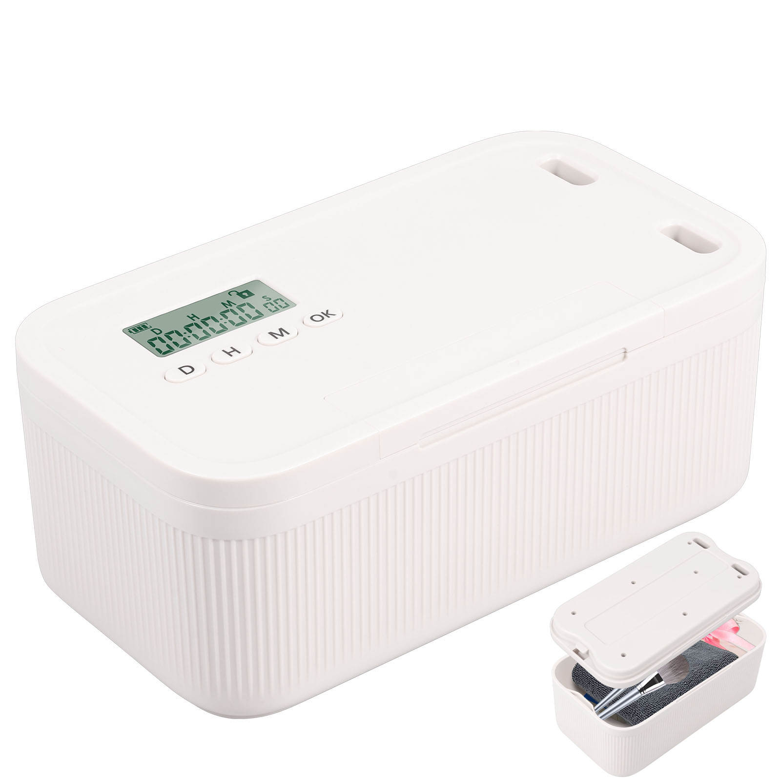 Lock Box with Locker Multipurpose Safe Storage Box with Combination Lock and Timer Portable Organizer Case for Kitchen Home