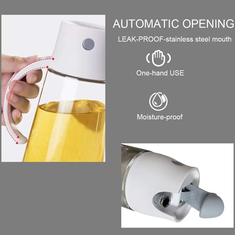 Ampolle di vetro a vibrazione automatica 18 Oz con bottiglia di erogazione di olio d'oliva antiscivolo